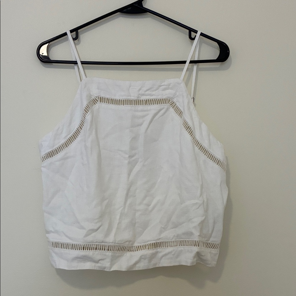 NWT Abercrombie & Fitch Linen-Blend Ladder-Trim Set Top